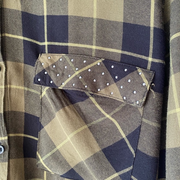 Zara plaid top with stud detailing XL - Picture 2 of 4